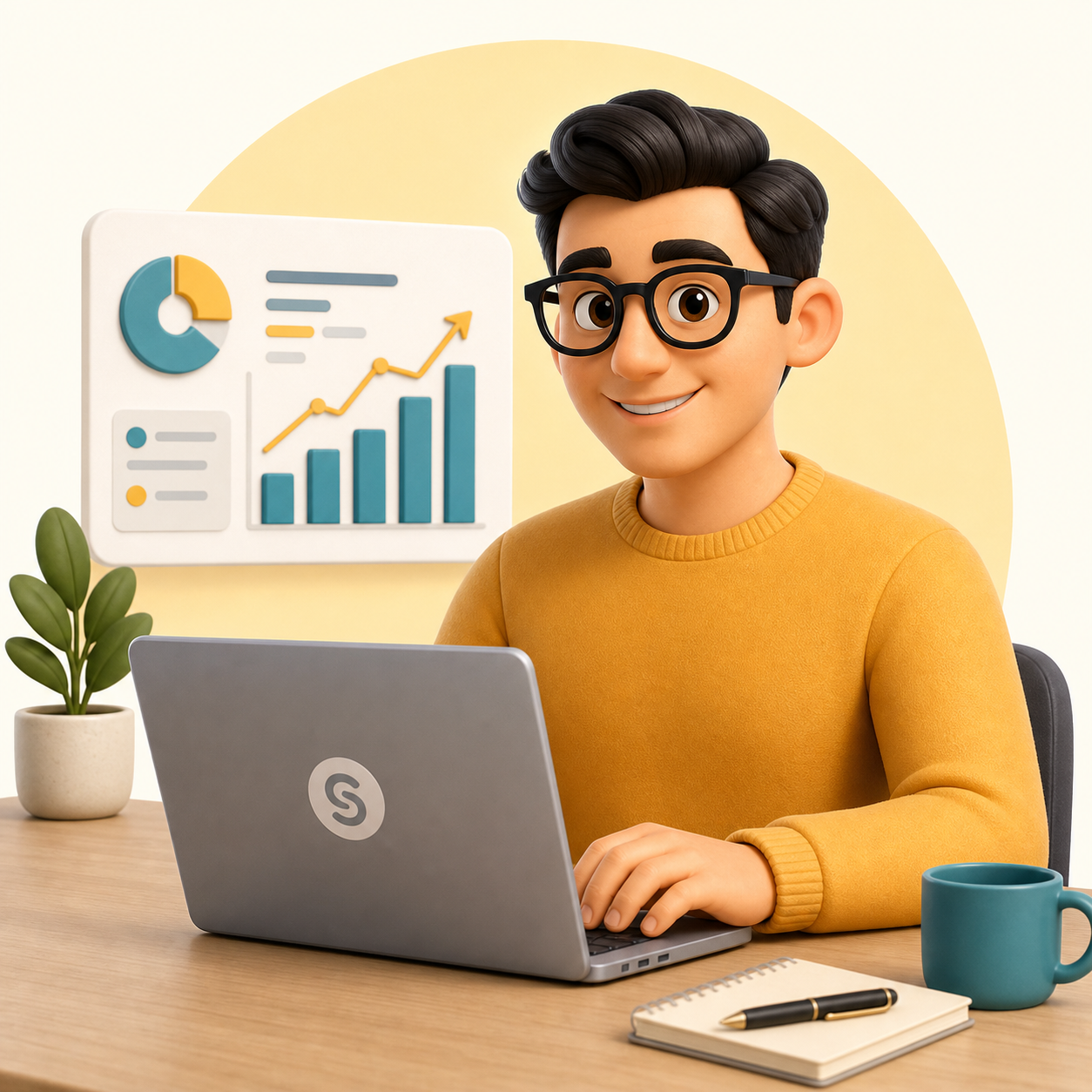 Agency owner with analytics dashboard