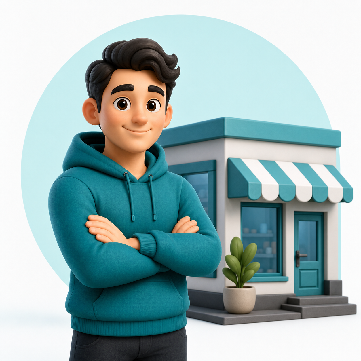 Small business owner with storefront
